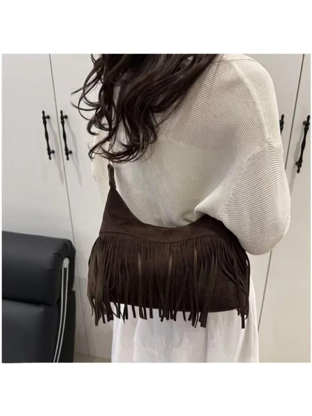 Chic Fringe Hobo Bag | Vegan Suede Shoulder Purse with Tassels | Western Style